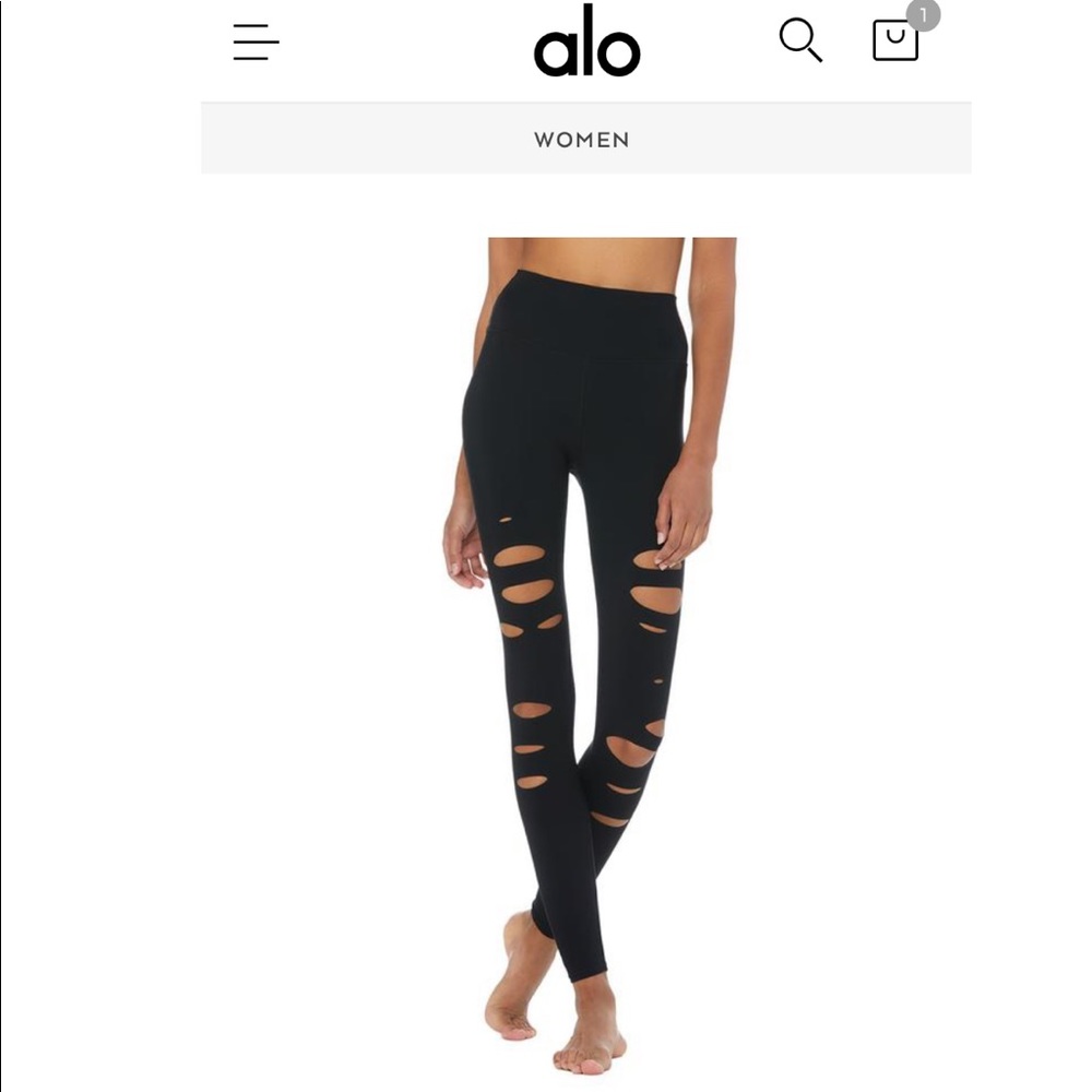 NWOT High Waisted Ripped Warrior Alo Yoga Leggings